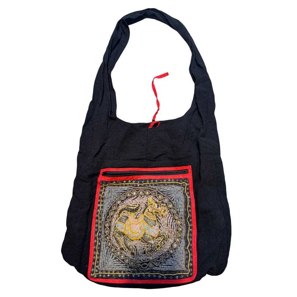 Vintage Boho Embroidered Beaded Shoulder‎ Bag Horse Artisan Hobo Festival